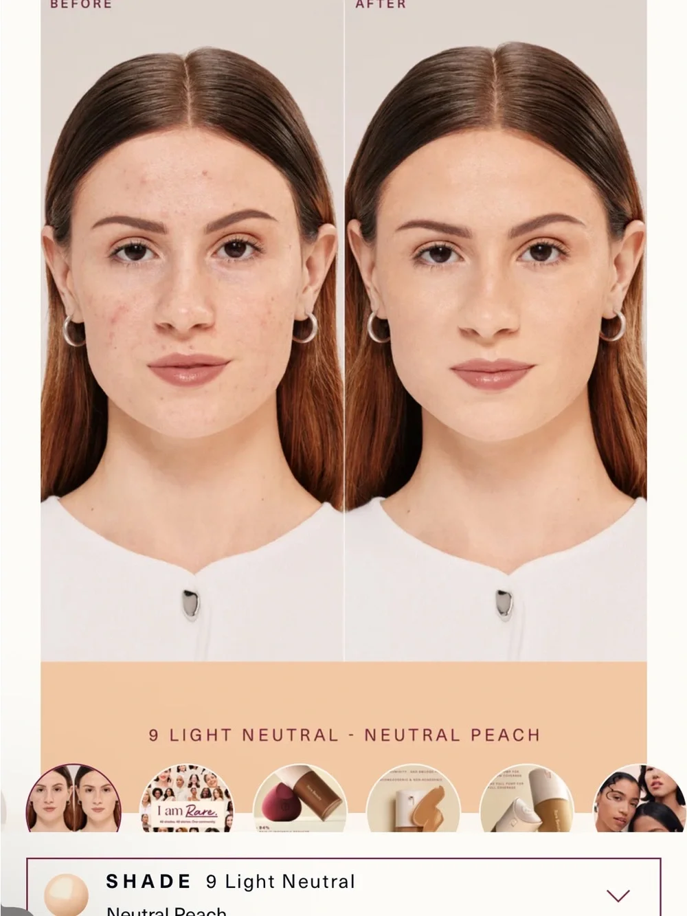 Rare Beauty Longwear Foundation — Neutral Peach (Light Neutral)